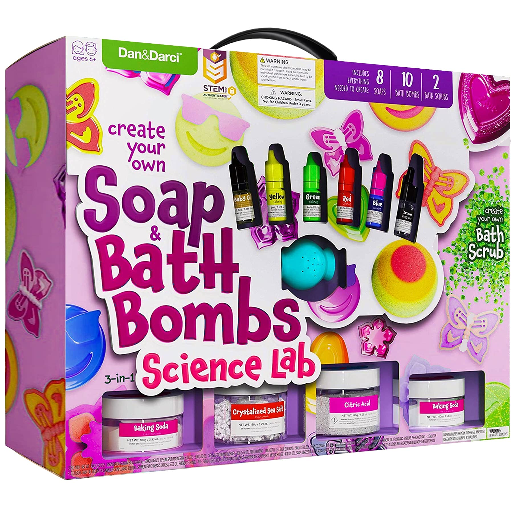 Dan&Darci Soap & Bath Bomb Making Kit for Kids, 3-in-1 Spa Science Kits, Easter Craft Gifts for Girls & Boys Age 6-12 Year Old Girl Crafts: DIY Experiment Toys, Gift for Kid Ages