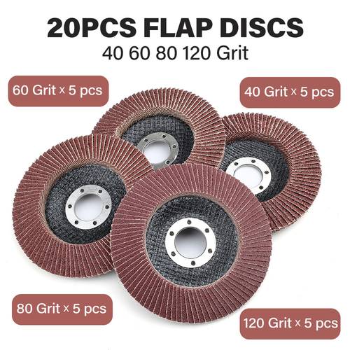 20 pack 4 1 2 flap discs for angle grinder 40 120 grit sanding discs grinding wheels aluminum oxide abrasive