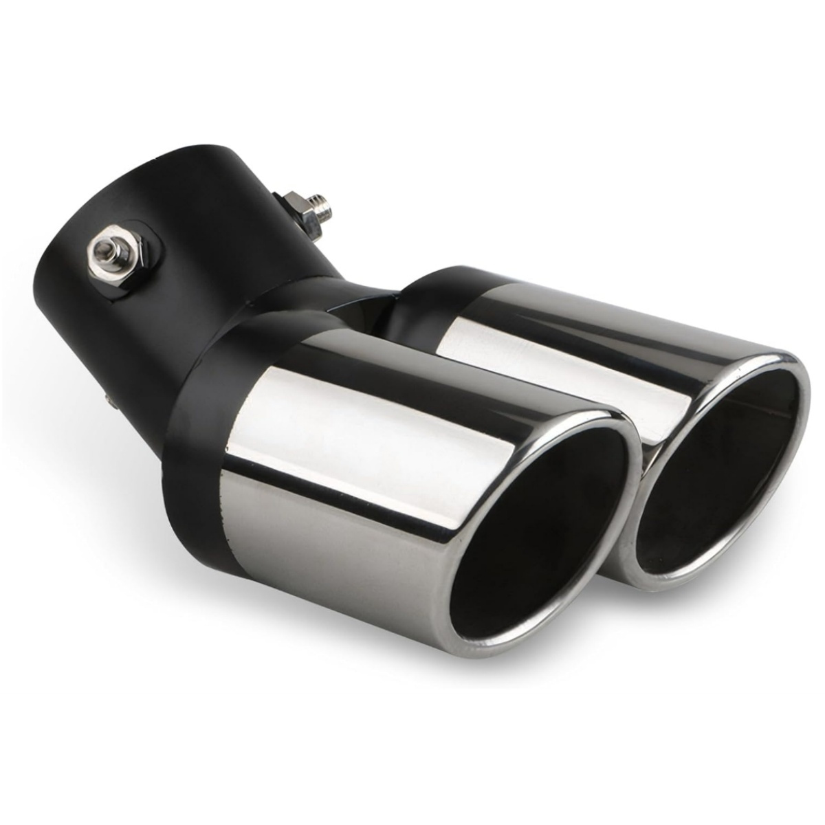 TEMU Universal Adjustable Car Exhaust Tail Pipe - 5.98inch X 3.47inch Curved Mouth Design, Thickened Durable Metal Muffler Tip, Waterproof Automotive Exhaust Tip For Cars & Trucks (silver/black)