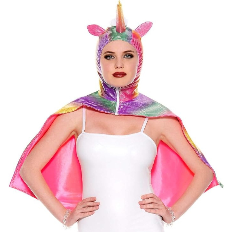 metallic rainbow costume cape shiny hooded - Temu
