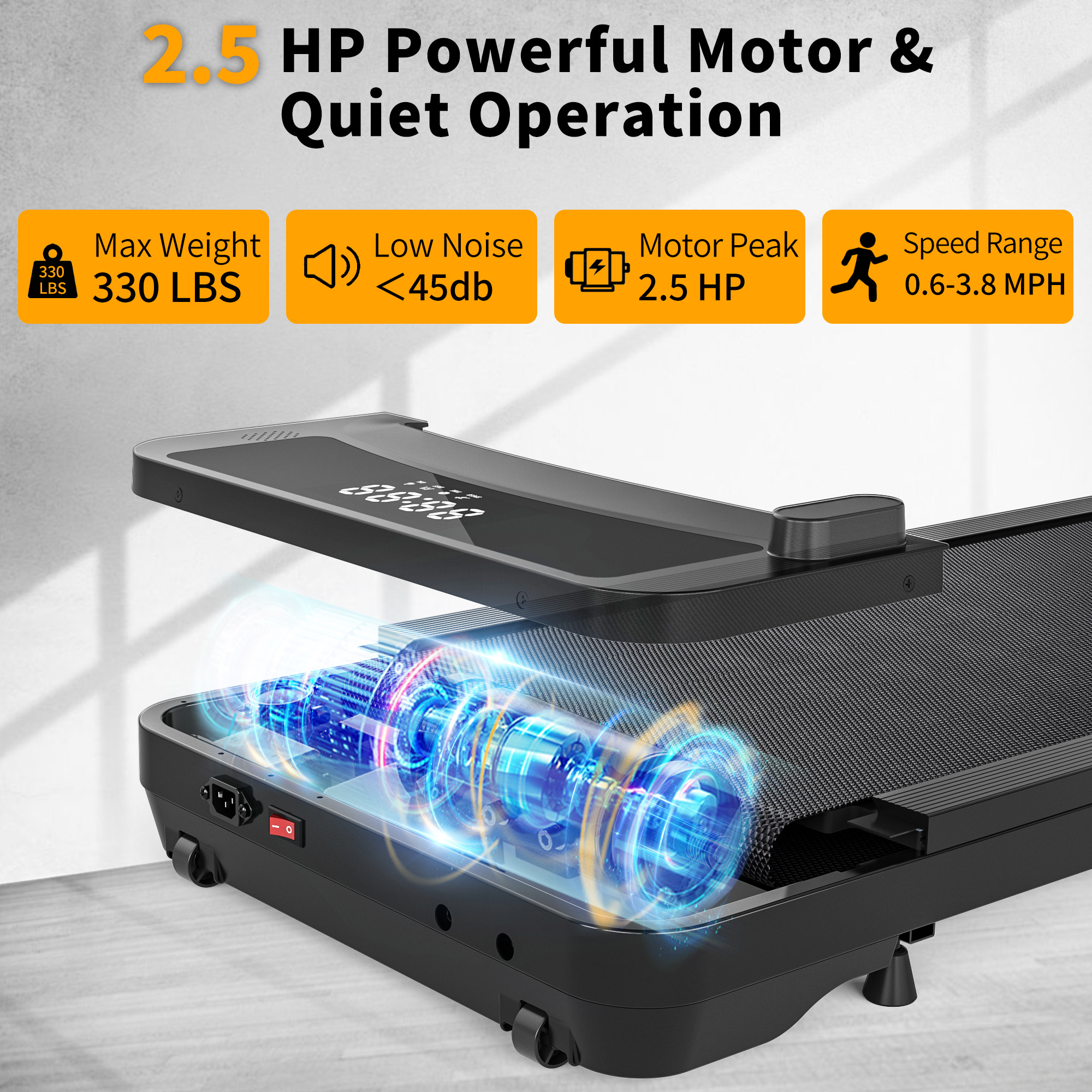 Treadmills, 3 in 1 Portable Treadmill and Walking Pad, with Incline for Home/Office, Remote Control and LED Display