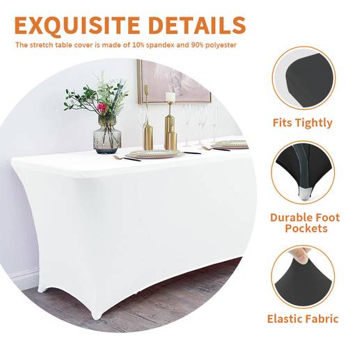 6ft table cloth for rectangular fitted events stretch table covers washable table cover spandex table cloth table protector for party wedding cocktail banquet festival