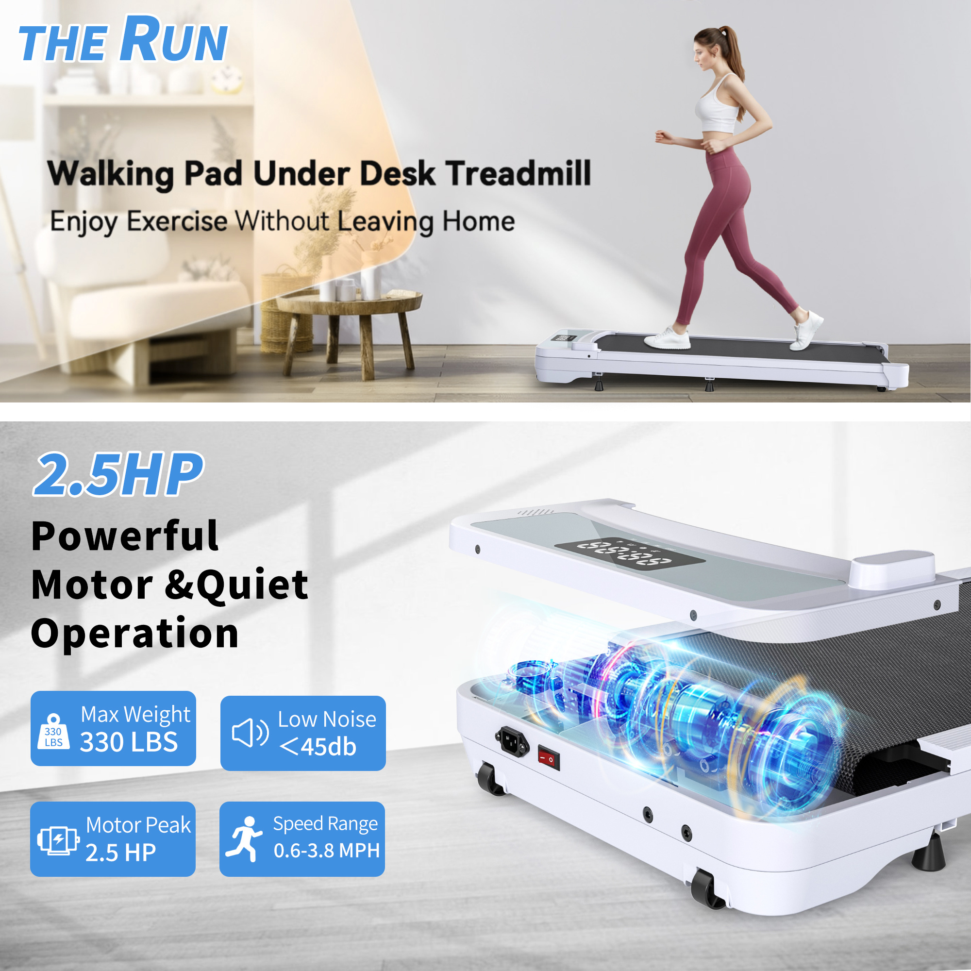 Treadmills, 3 in 1 Portable Treadmill and Walking Pad, with Incline for Home/Office, Remote Control and LED Display
