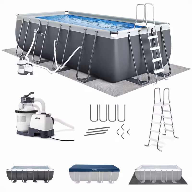 18 x 9 x 52 rectangular frame swimming pool set with pump above ground backyard large rectangle pool with 45 inch Product details 1