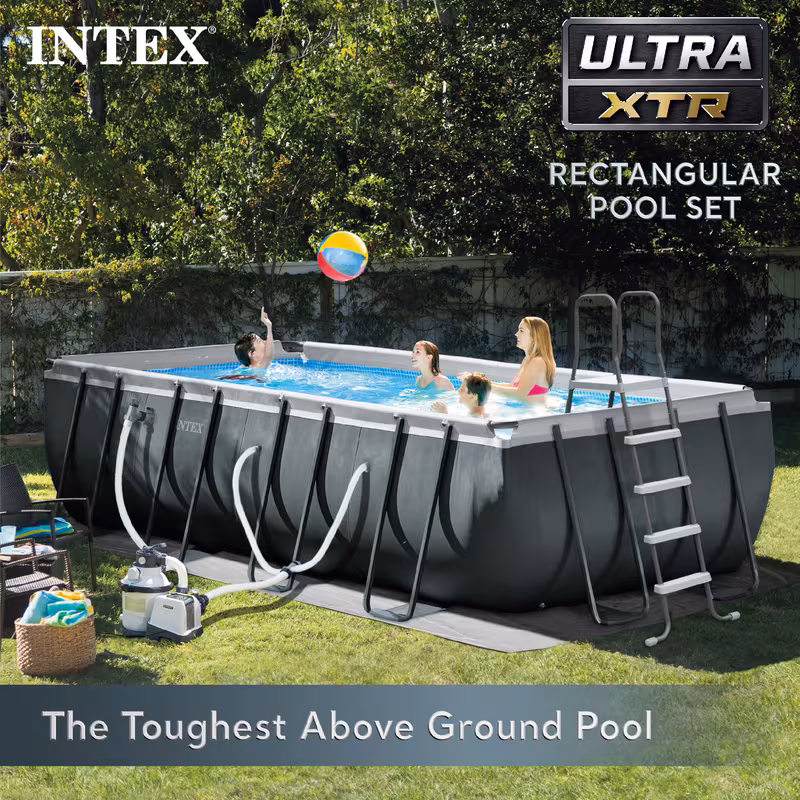 18 x 9 x 52 rectangular frame swimming pool set with pump above ground backyard large rectangle pool with 45 inch Product details 0