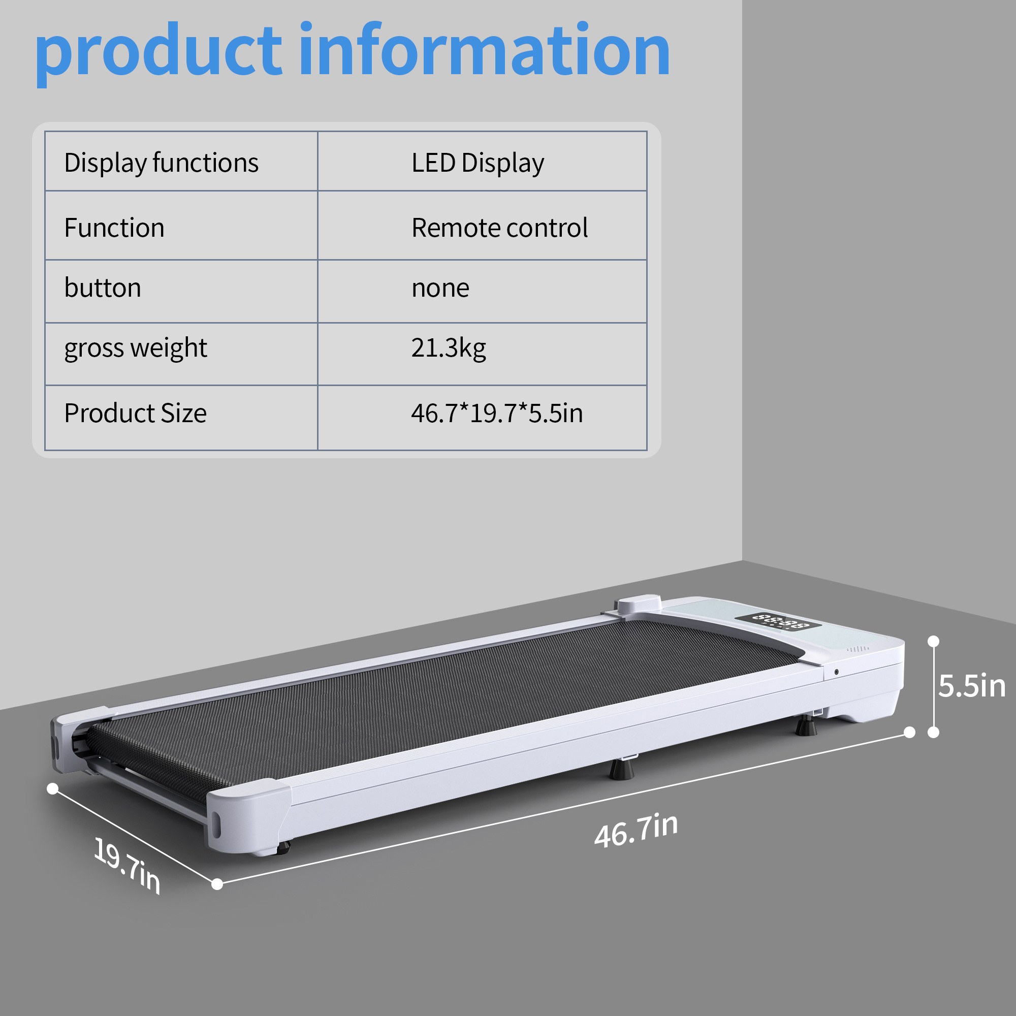 Treadmills, 3 in 1 Portable Treadmill and Walking Pad, with Incline for Home/Office, Remote Control and LED Display