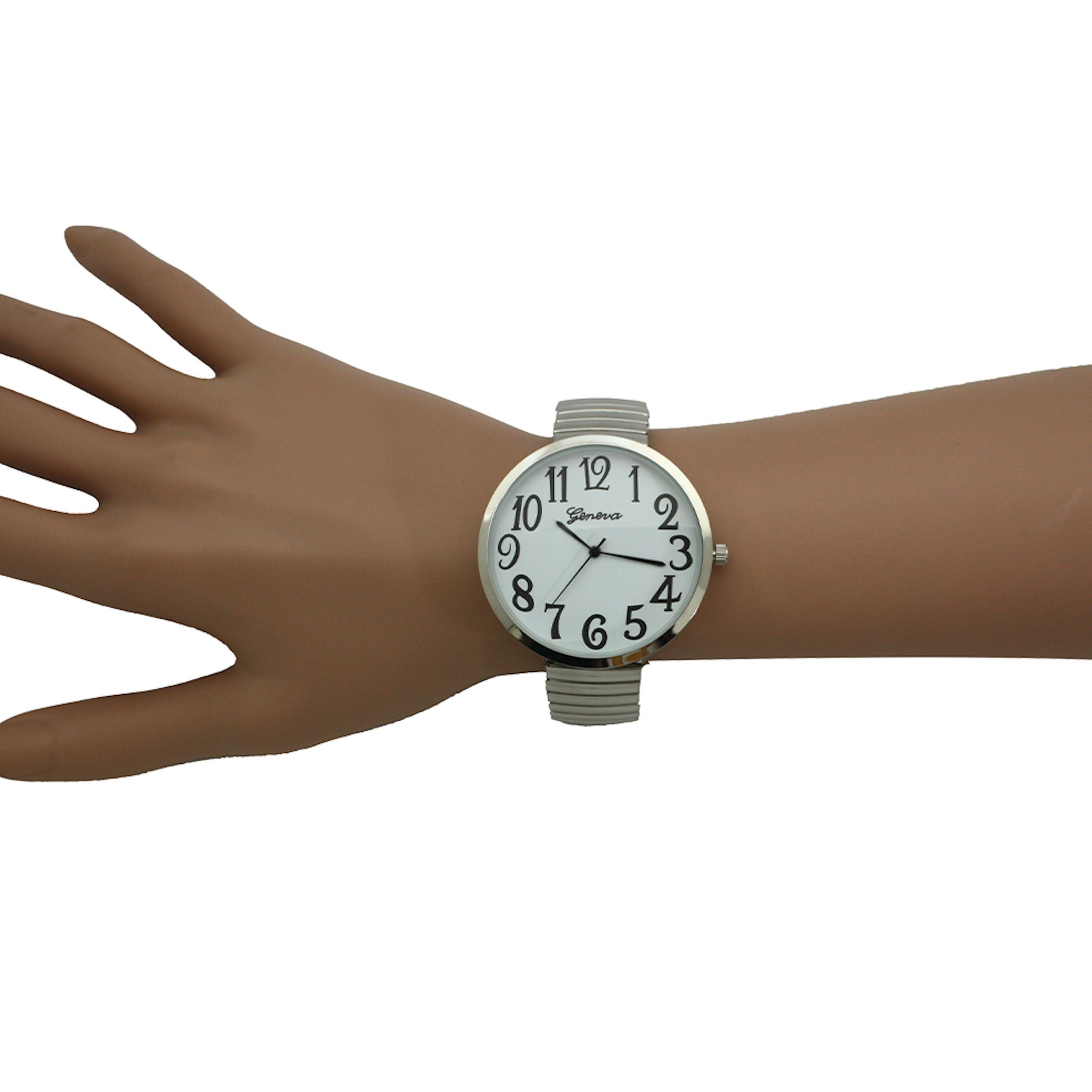 large face metallic shiny color stretch band womens watch Temu