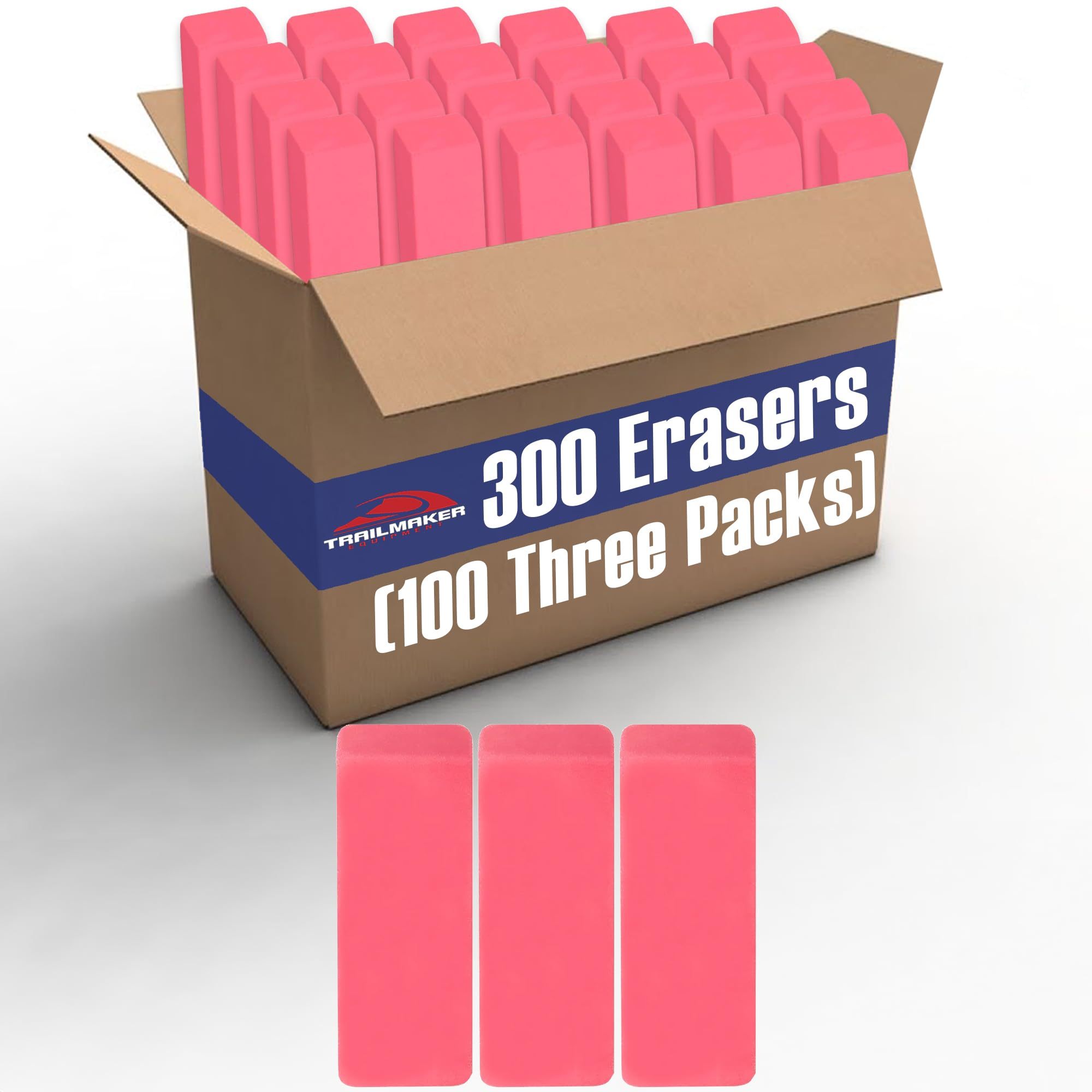 TEMU 100 Pack Of 3 Large Latex Free Pink Erasers For 300 Erasers Total