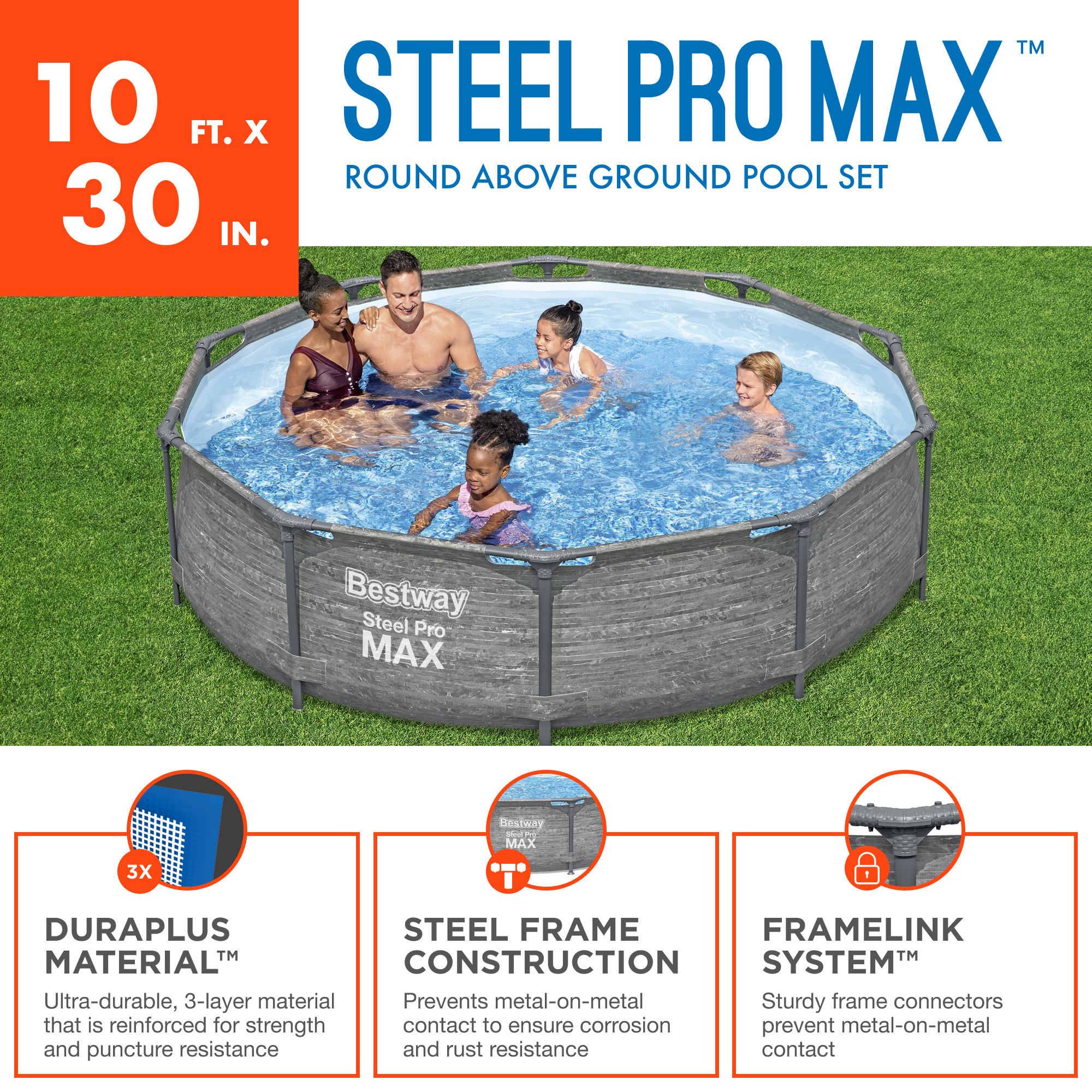 Piscine Tubulaire Intex 10x30 Pieds - Structure Métal - Idéale Famille - Filtre Inclus