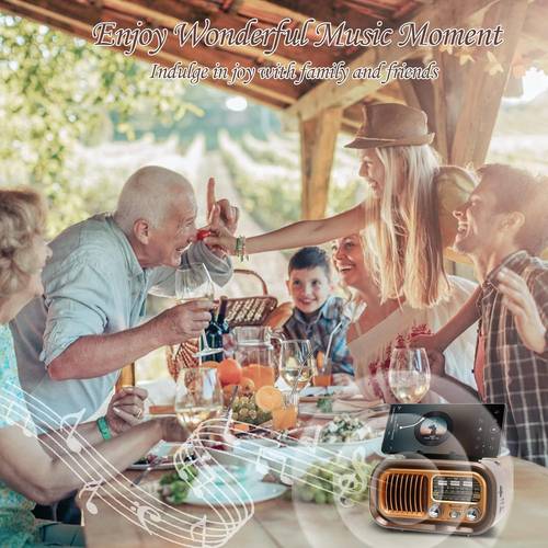 portable solar powered retro radio with independent knob am fm shortwave radio support tf mobile phone to suitable for music party outdoor camping walking family gathering with