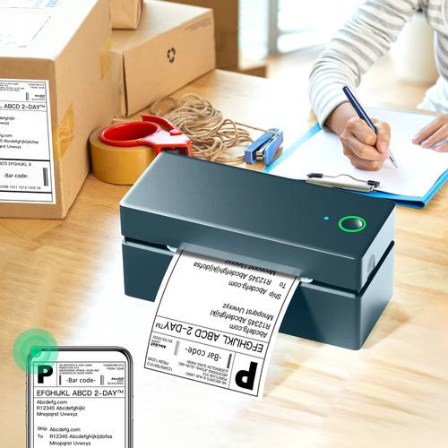 label printer desktop portable label printer compatible with smartphones and computers inkless thermal compact printer for home office courier facsimiles