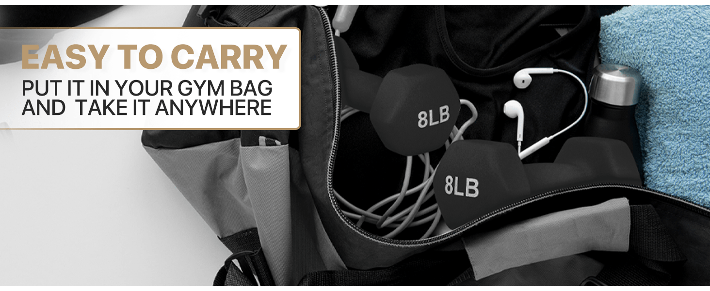 2 Pack 8LB Dumbbell Set Non Slip Neoprene Coated Cast Iron Weights for Home Gym, Strength Training, Fitness - Textured Grip for Men & Women, Light Free Weights for Beginners, Arm Toning