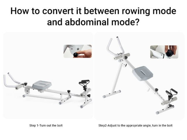 UMAY Rowing Machine for Home Foldable & Easy Set Up, 4 in 1 Multi-Function Rowing Machine with Adjustable Height Level, Machine 300 lbs Capacity, Adjustable Tension