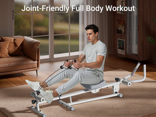 UMAY Rowing Machine for Home Foldable & Easy Set Up, 4 in 1 Multi-Function Rowing Machine with Adjustable Height Level, Machine 300 lbs Capacity, Adjustable Tension