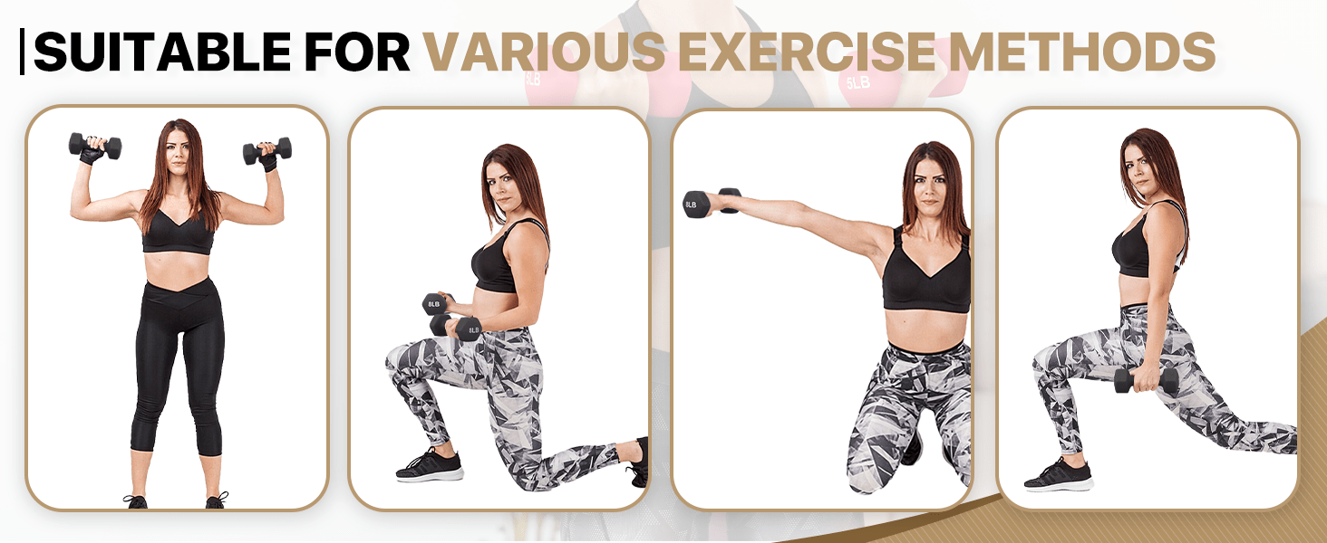 2 Pack 8LB Dumbbell Set Non Slip Neoprene Coated Cast Iron Weights for Home Gym, Strength Training, Fitness - Textured Grip for Men & Women, Light Free Weights for Beginners, Arm Toning