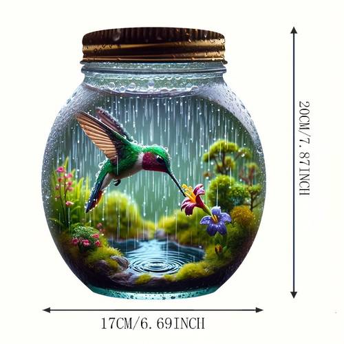 2d colorful hummingbird mason jar suncatcher stained glass effect for windows