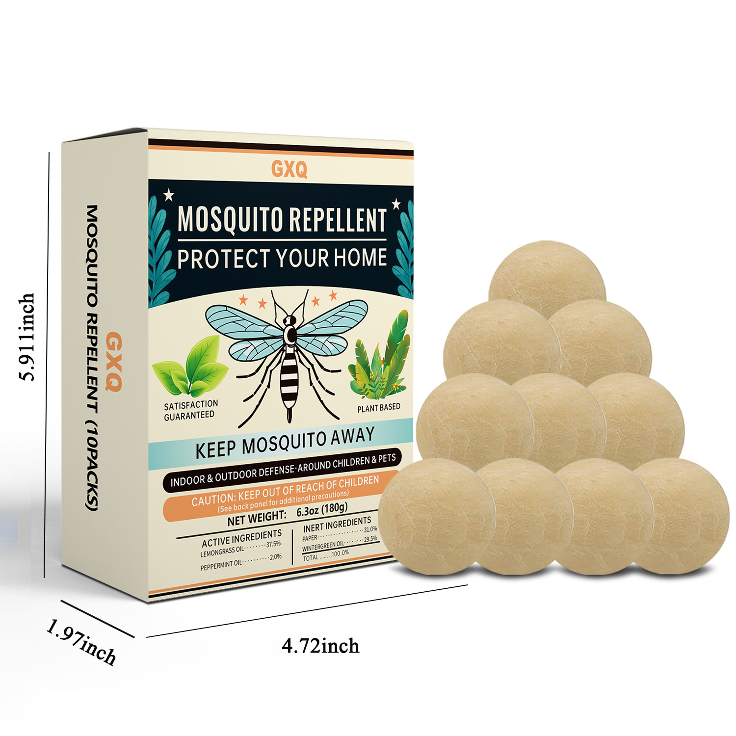 【Natural Mosquito Repellent Paper Balls】Mosquito Repellent for Patio，Long-lasting 60-Day Protection | Multi-Scene Use for Outdoor Camping/Home & Garden | Peppermint & Citronella Essential Oil Formula | Slow-Release Technology