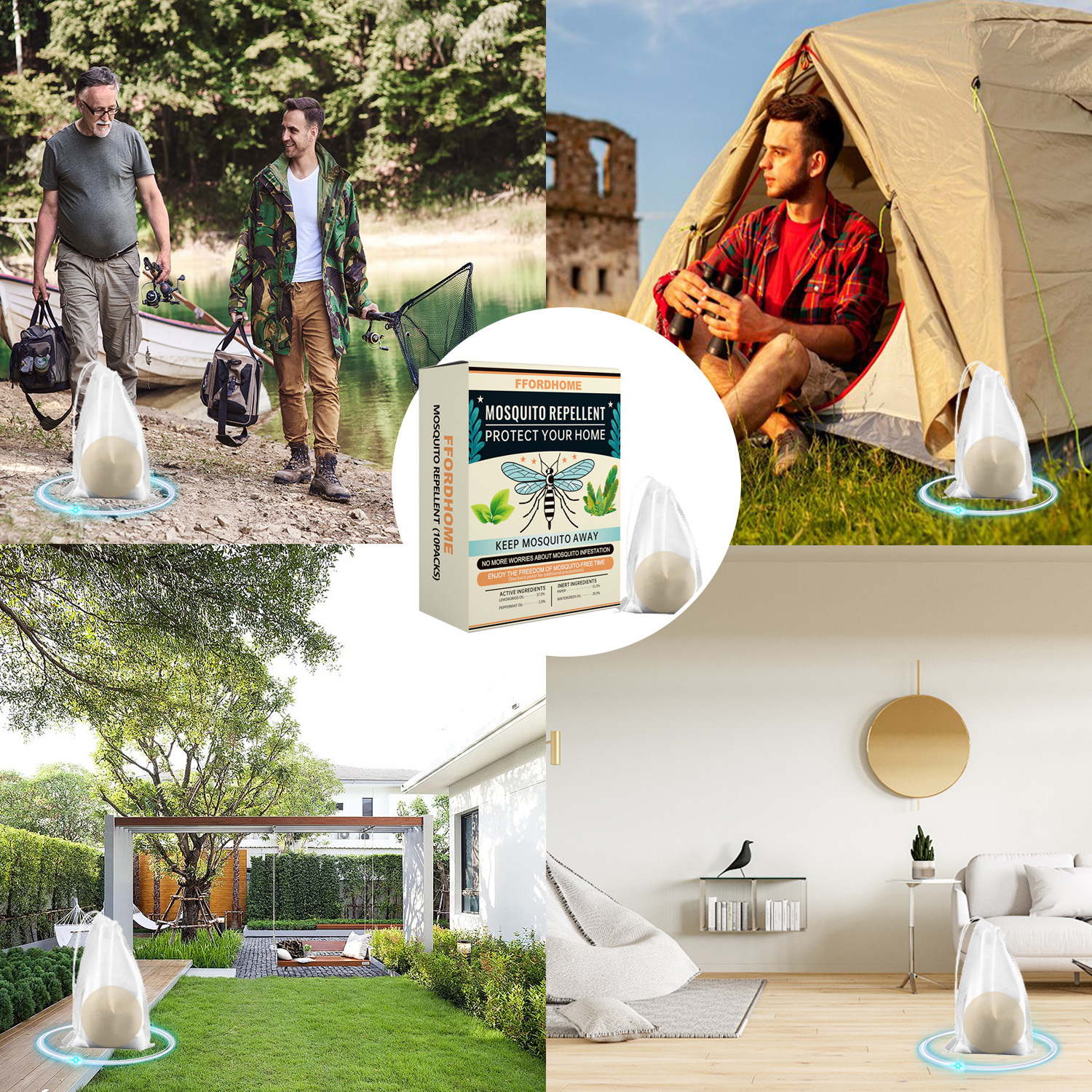 【Natural Mosquito Repellent Paper Balls】Mosquito Repellent for Patio，Long-lasting 60-Day Protection | Multi-Scene Use for Outdoor Camping/Home & Garden | Peppermint & Citronella Essential Oil Formula | Slow-Release Technology