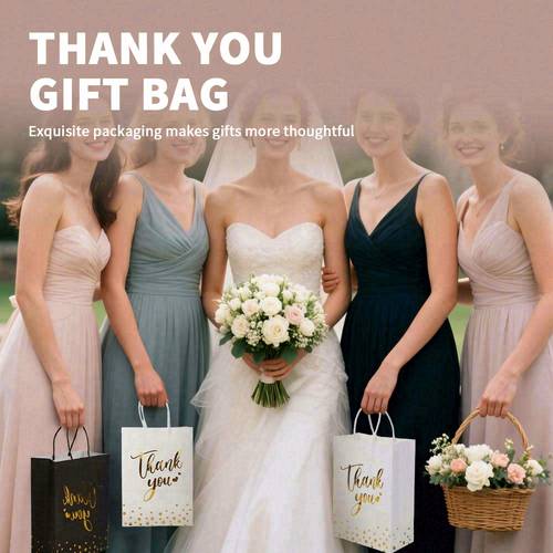 24 48pcs fashionable and simple paper gift bags thank you gold hot stamping black and white exquisite paper handbags party gift packaging bags suitable for birthday parties christmas halloween easter gift packaging bags thank you gift bags party bags shopping bags wedding bags retail bags merchandise bags