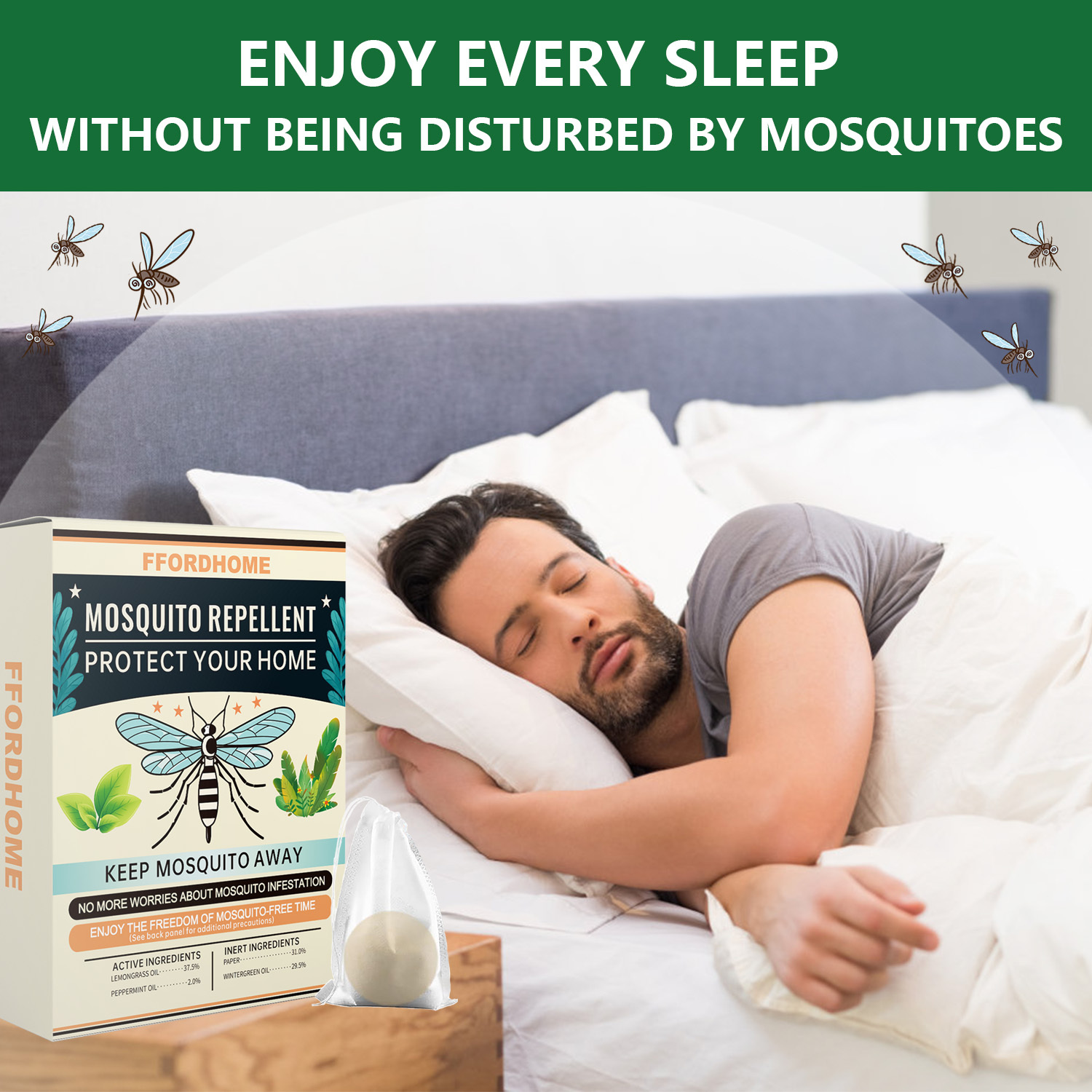 【Natural Mosquito Repellent Paper Balls】Mosquito Repellent for Patio，Long-lasting 60-Day Protection | Multi-Scene Use for Outdoor Camping/Home & Garden | Peppermint & Citronella Essential Oil Formula | Slow-Release Technology