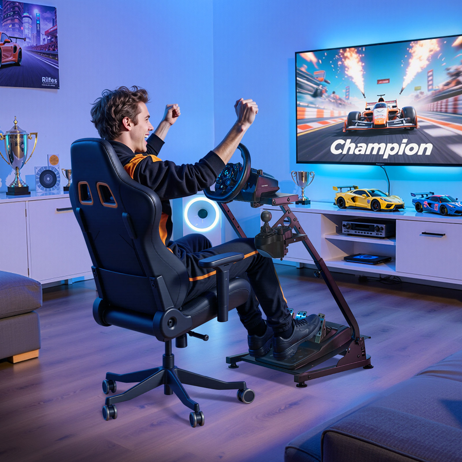   racing wheel stand simulator cockpit foldable for   g27    