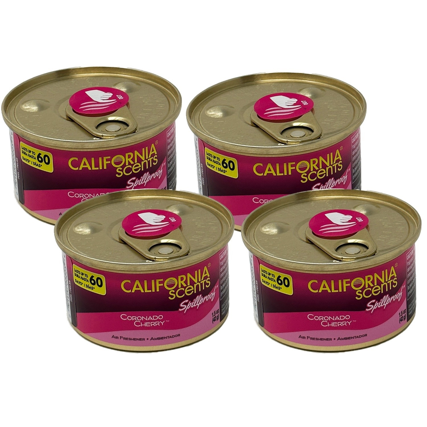 TEMU Cherry Car Freshener, Set Of 4 Spillproof Cans For Home And Car
