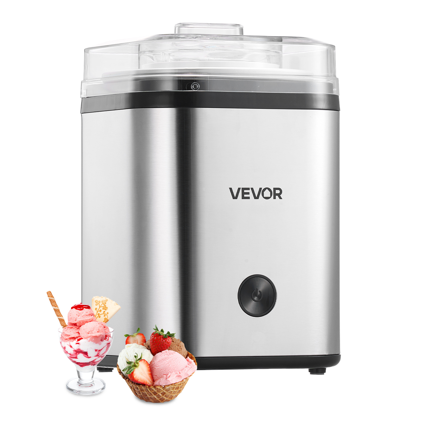 TEMU Vevor Ice Cream Maker Stainless Steel Automatic Machine 2.11 Qt Capacity Silver