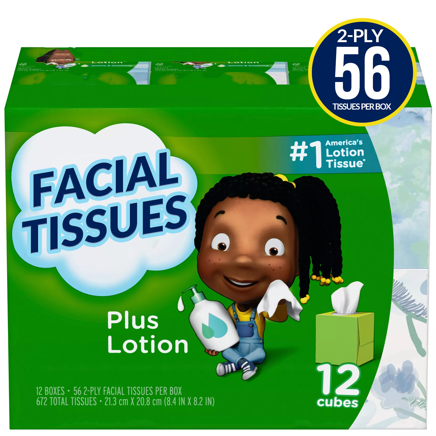 TEMU Facial Tissues, 12 Pk./56 Tissues Per Box For Office, Kitchen And Home Used