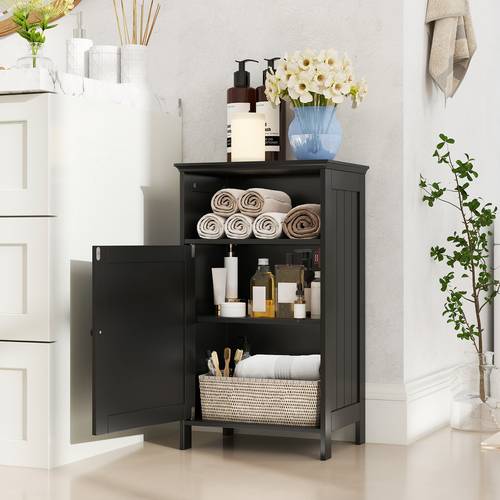 bathroom floor storage cabinet side table w open compartment adjustable shelf