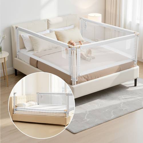 3 piece toddler bed rail adjustable height bed side railing guard bumper queen king size