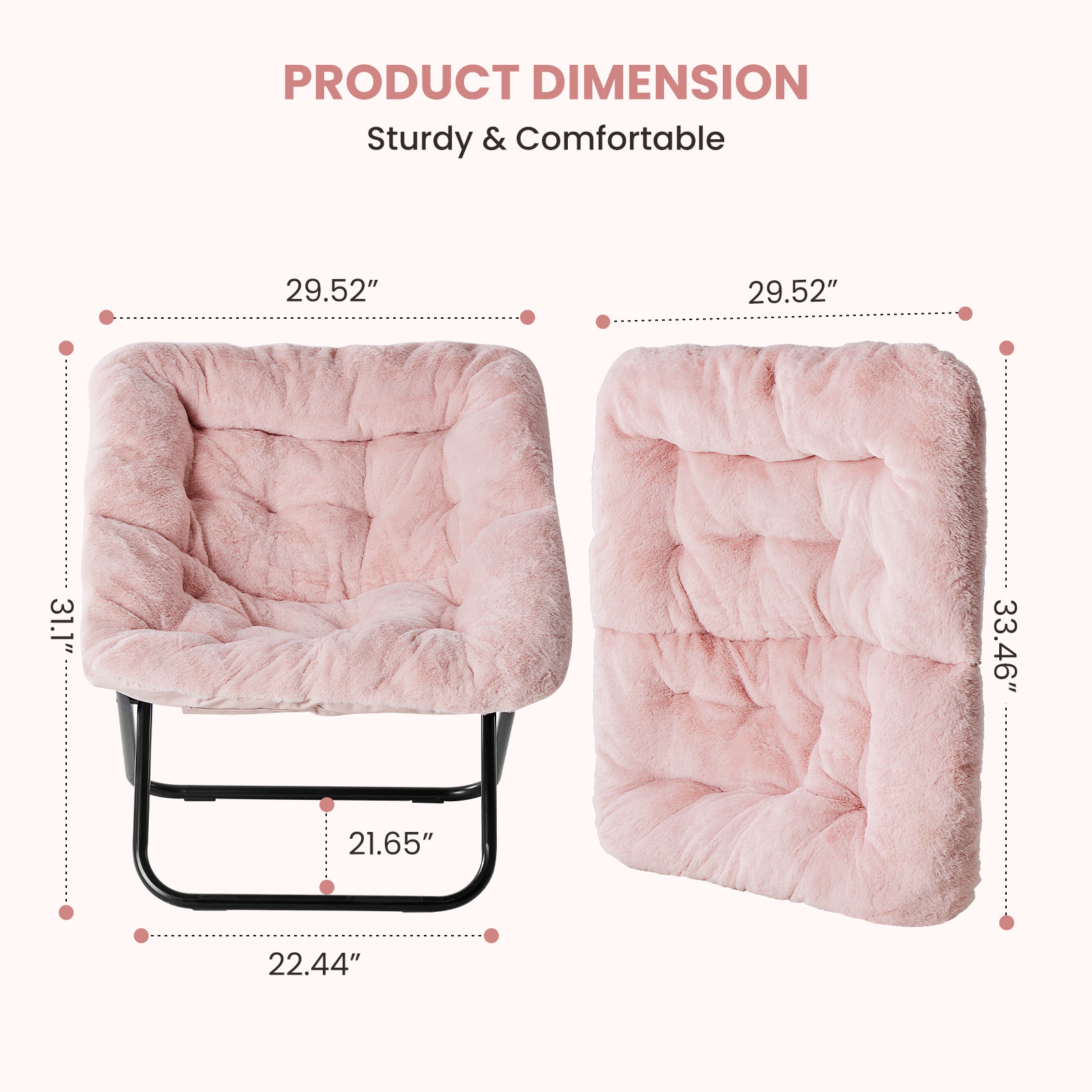 Comfy Chair for Adults, Soft Faux Fur Folding Lounge for Bedroom Living Room Dorm Rooms Flexible Reading Chair for Teens, Large Size Foldable