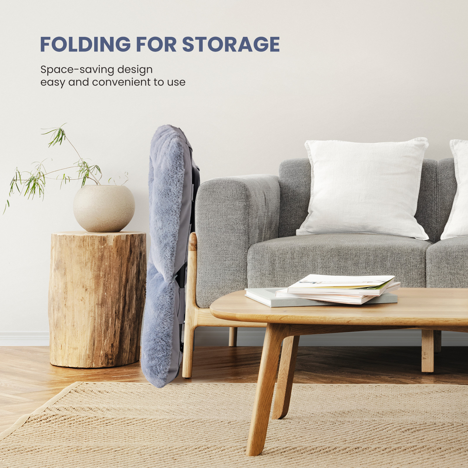 Comfy Chair for Adults, Soft Faux Fur Folding Lounge for Bedroom Living Room Dorm Rooms Flexible Reading Chair for Teens, Large Size Foldable