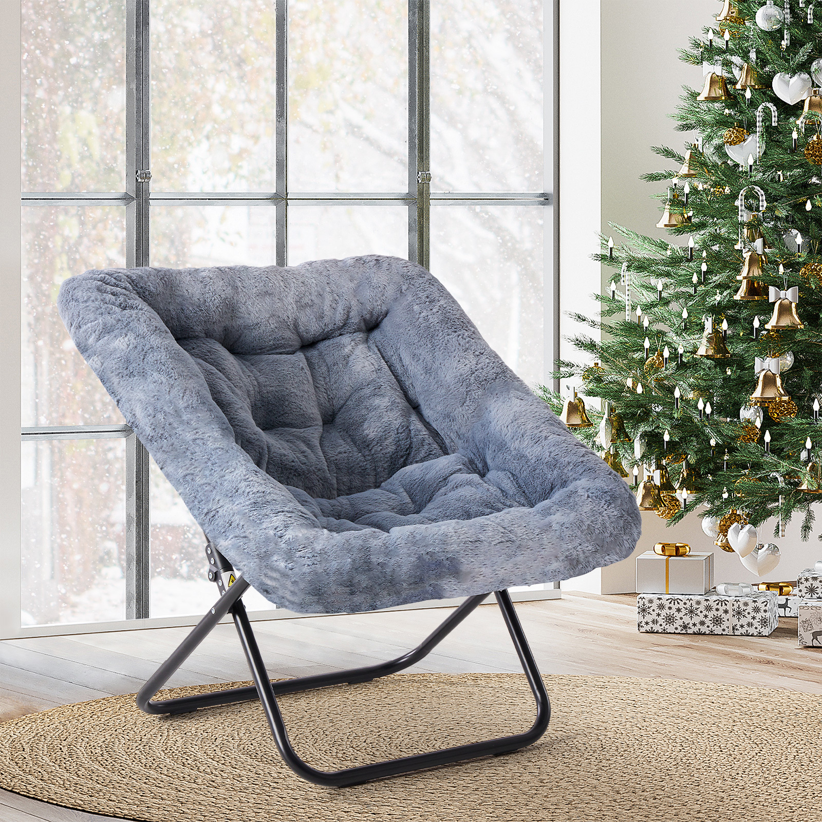 Comfy Chair for Adults, Soft Faux Fur Folding Lounge for Bedroom Living Room Dorm Rooms Flexible Reading Chair for Teens, Large Size Foldable