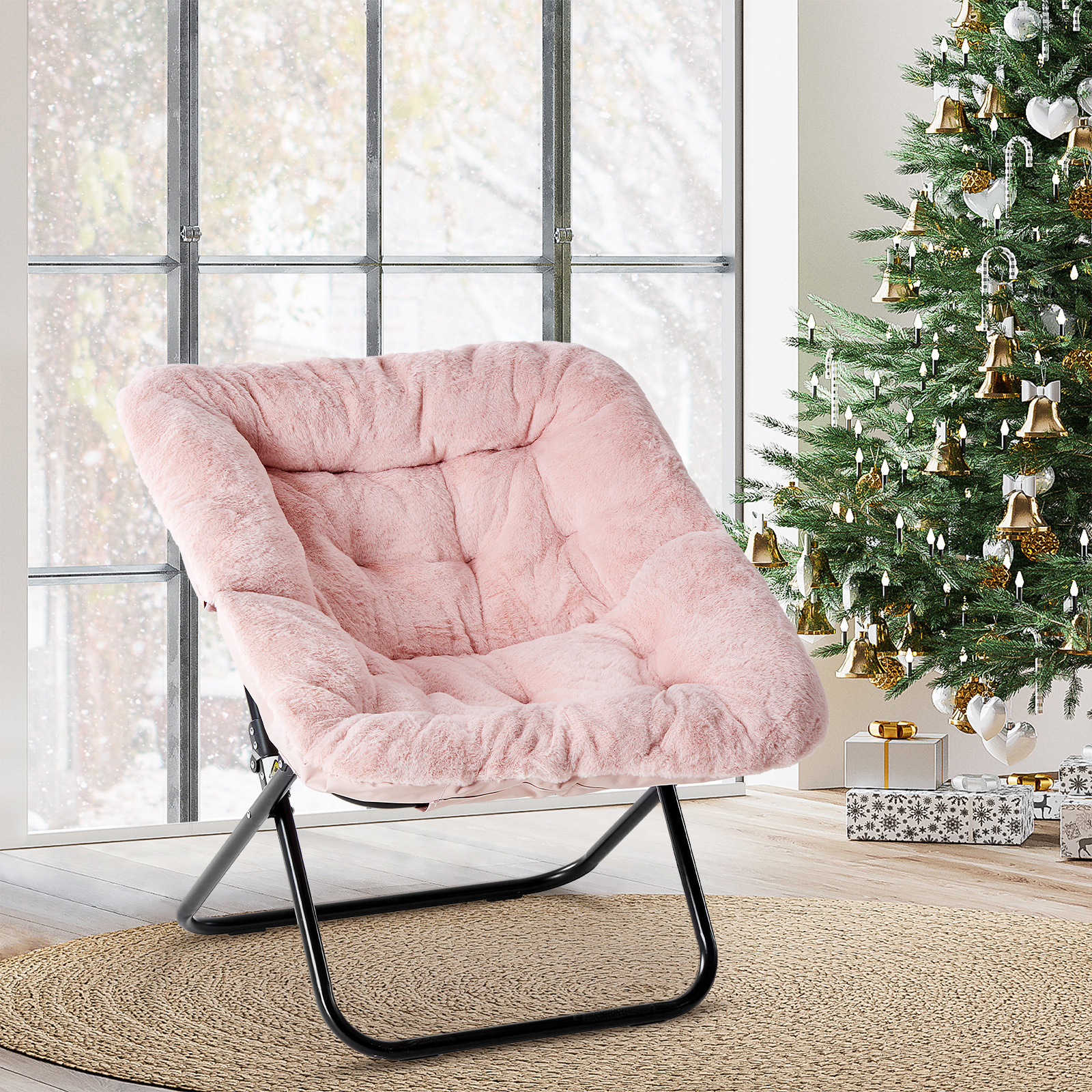Comfy Chair for Adults, Soft Faux Fur Folding Lounge for Bedroom Living Room Dorm Rooms Flexible Reading Chair for Teens, Large Size Foldable