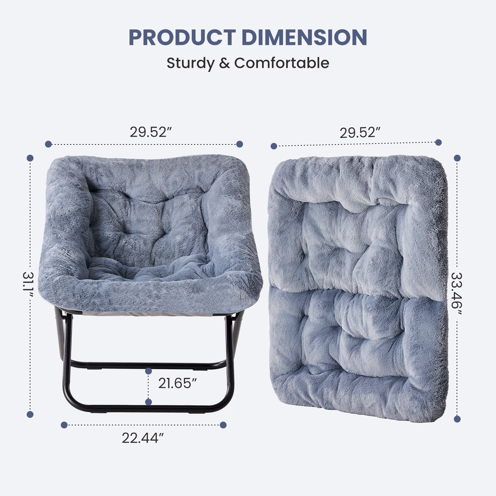 Comfy Chair for Adults, Soft Faux Fur Folding Lounge for Bedroom Living Room Dorm Rooms Flexible Reading Chair for Teens, Large Size Foldable