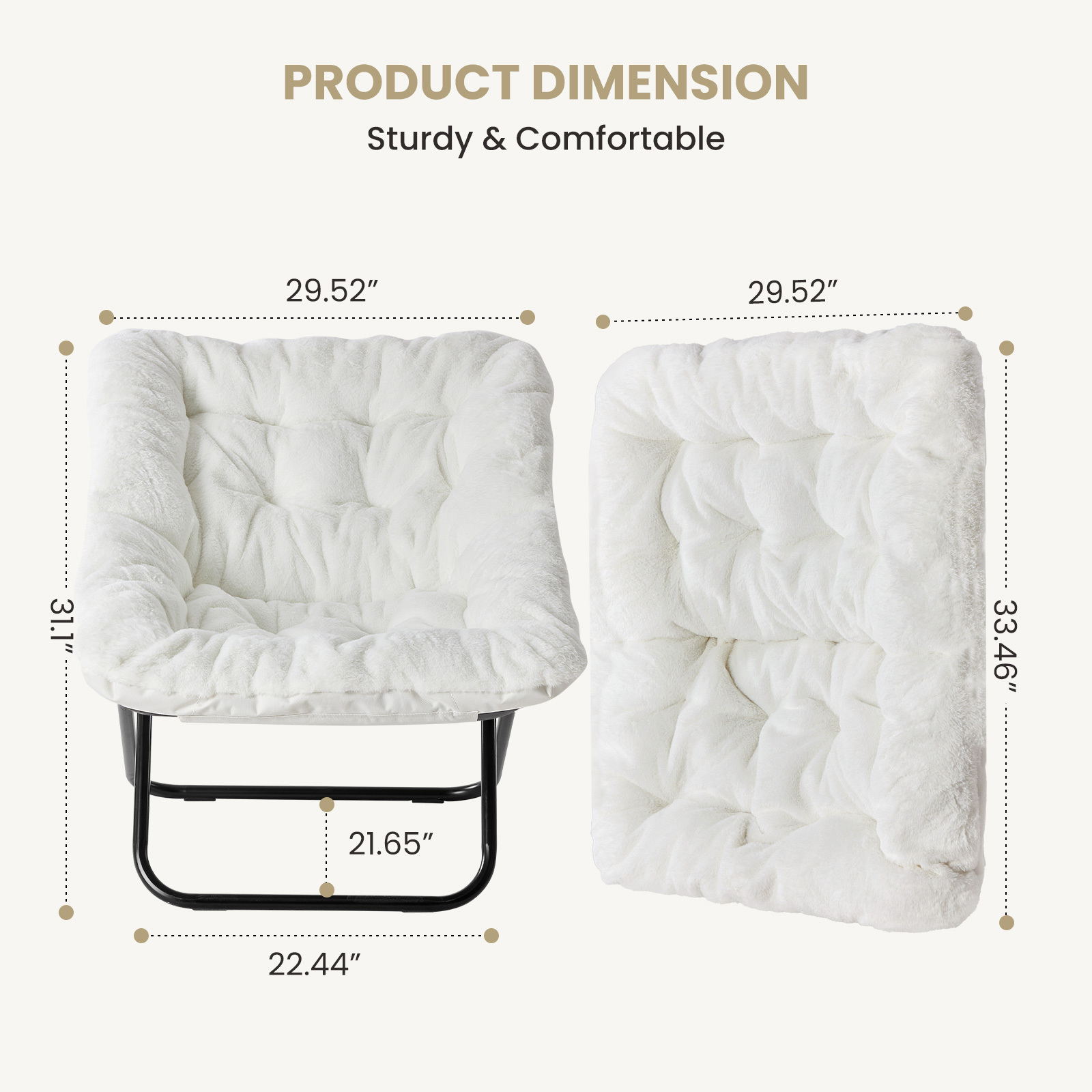 Comfy Chair for Adults, Soft Faux Fur Folding Lounge for Bedroom Living Room Dorm Rooms Flexible Reading Chair for Teens, Large Size Foldable