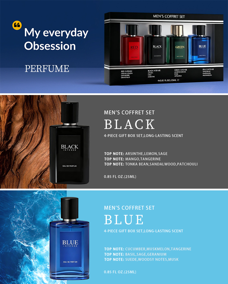 4 piece set mens eau de parfum spray gift box long lasting - Temu