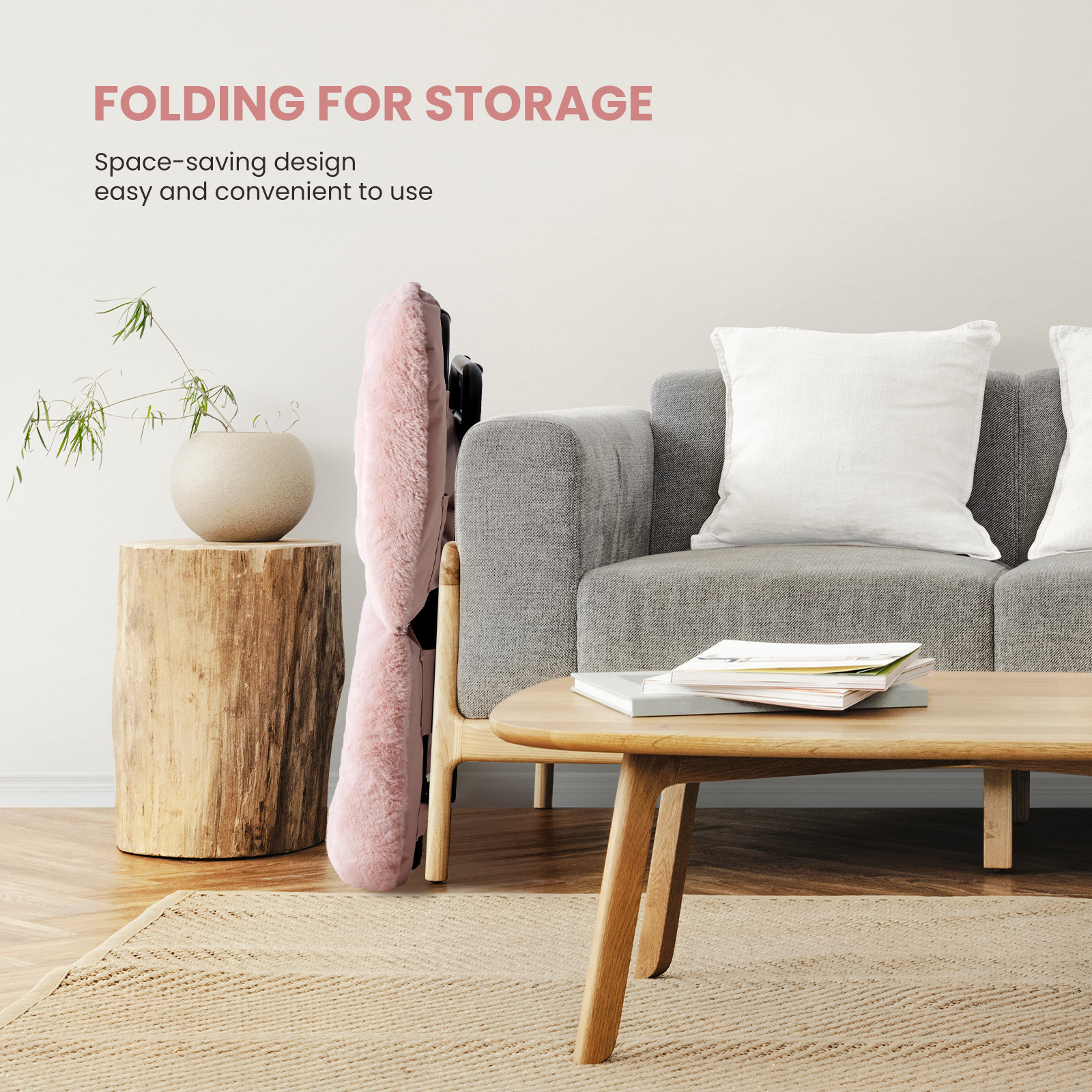 Comfy Chair for Adults, Soft Faux Fur Folding Lounge for Bedroom Living Room Dorm Rooms Flexible Reading Chair for Teens, Large Size Foldable