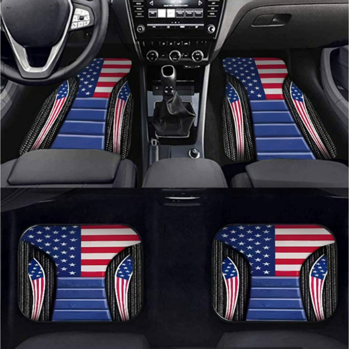 TEMU Set Of 4 Patriotic American Flag Car Floor Mats, Non-slip And Durable Car Floor Mats With A Vibrant American , Suitable For Front And Rear Seats