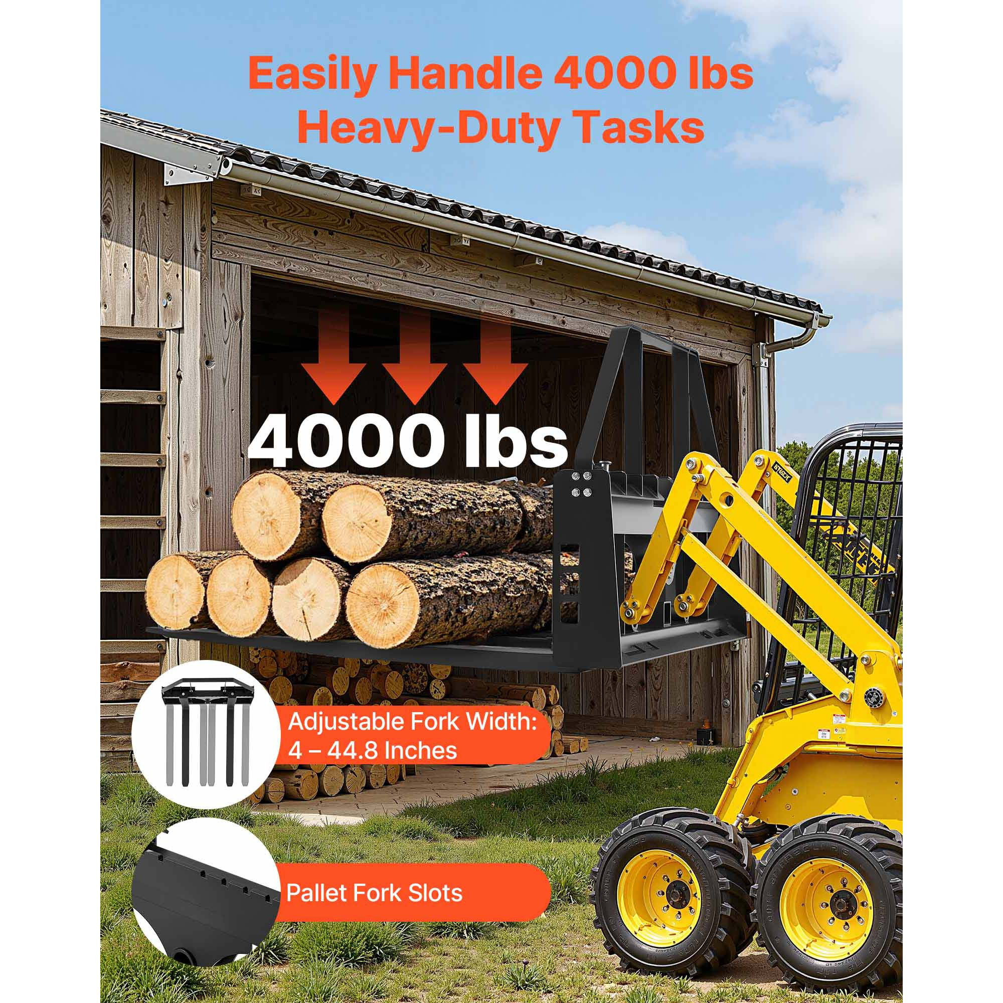 pallet fork frame attachment with 48 inch skid   pallet forks 4000 lbs Product details 0