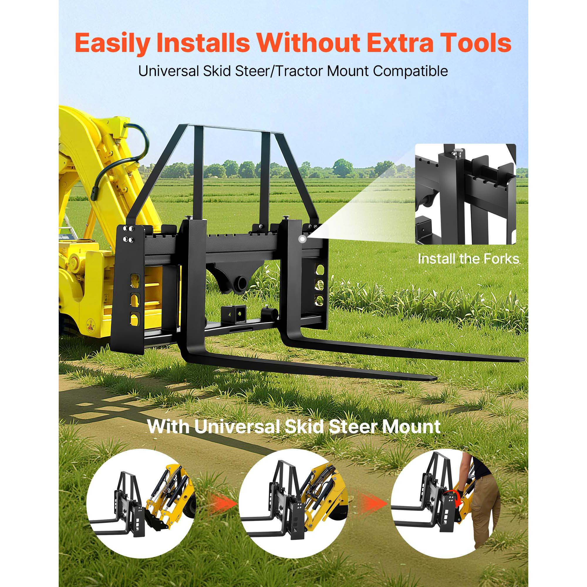 pallet fork frame attachment with 48 inch skid   pallet forks 4000 lbs Product details 2