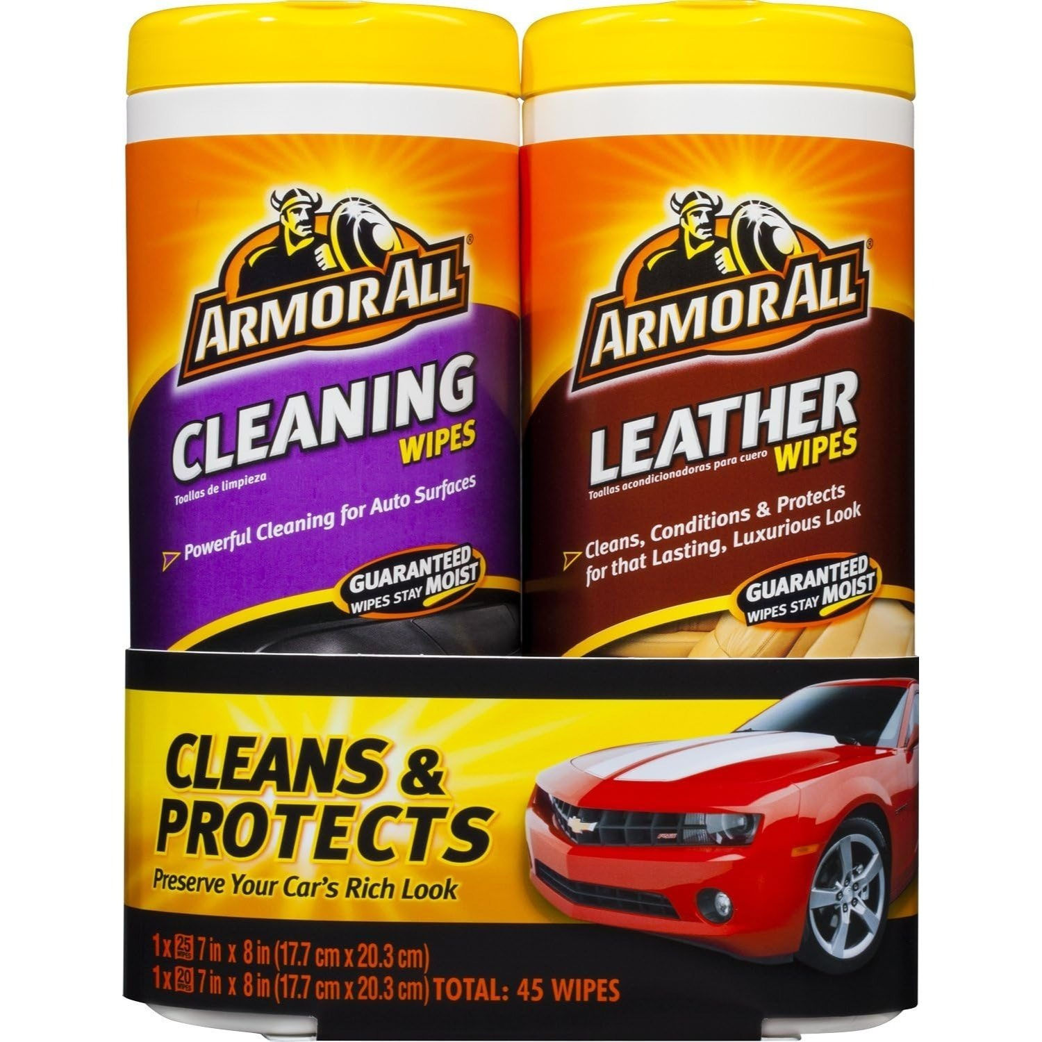Armor All Cleaning & Leather Wipes Kit Interior Car Care, 2 Packs