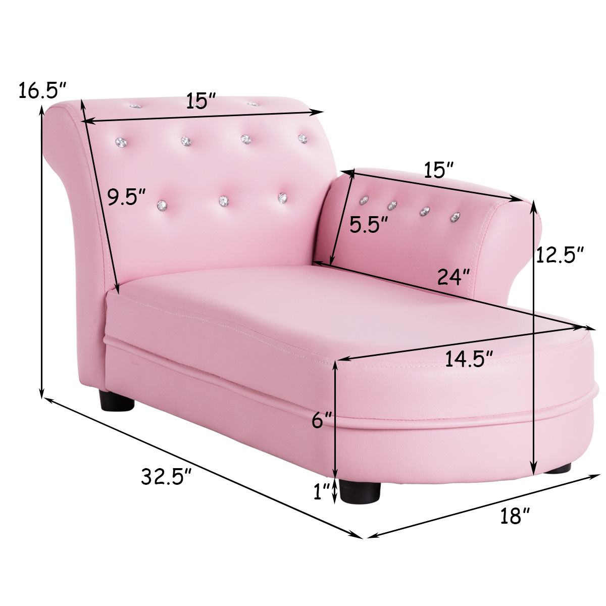 COSTWAY Kids Sofa, Toddler Couch with PVC Leather and Solid Wood Frame, Kids Couch for Children's Room, Kindergarten and Living Room