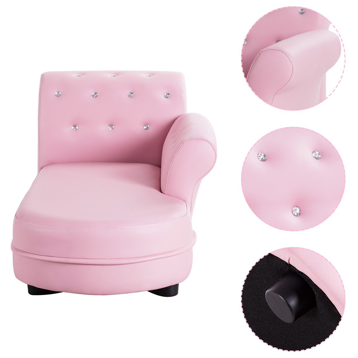COSTWAY Kids Sofa, Toddler Couch with PVC Leather and Solid Wood Frame, Kids Couch for Children's Room, Kindergarten and Living Room