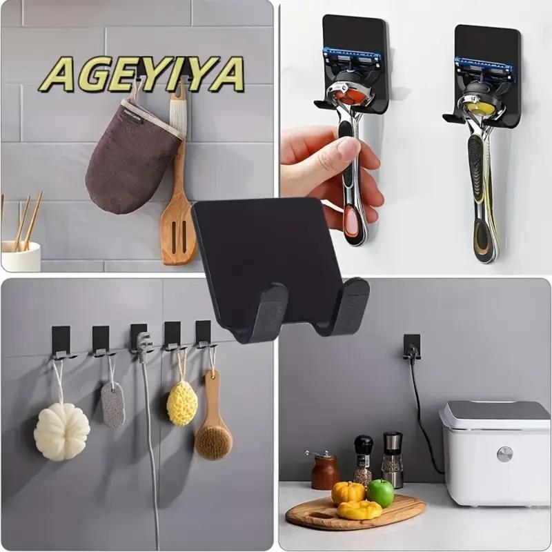 TEMU 5-piece Adhesive Shower Storage Box Set - No Drill Razor Holder And Towel Hooksthis Set Features Sturdy Waterproof Adhesive Pads For , Saving