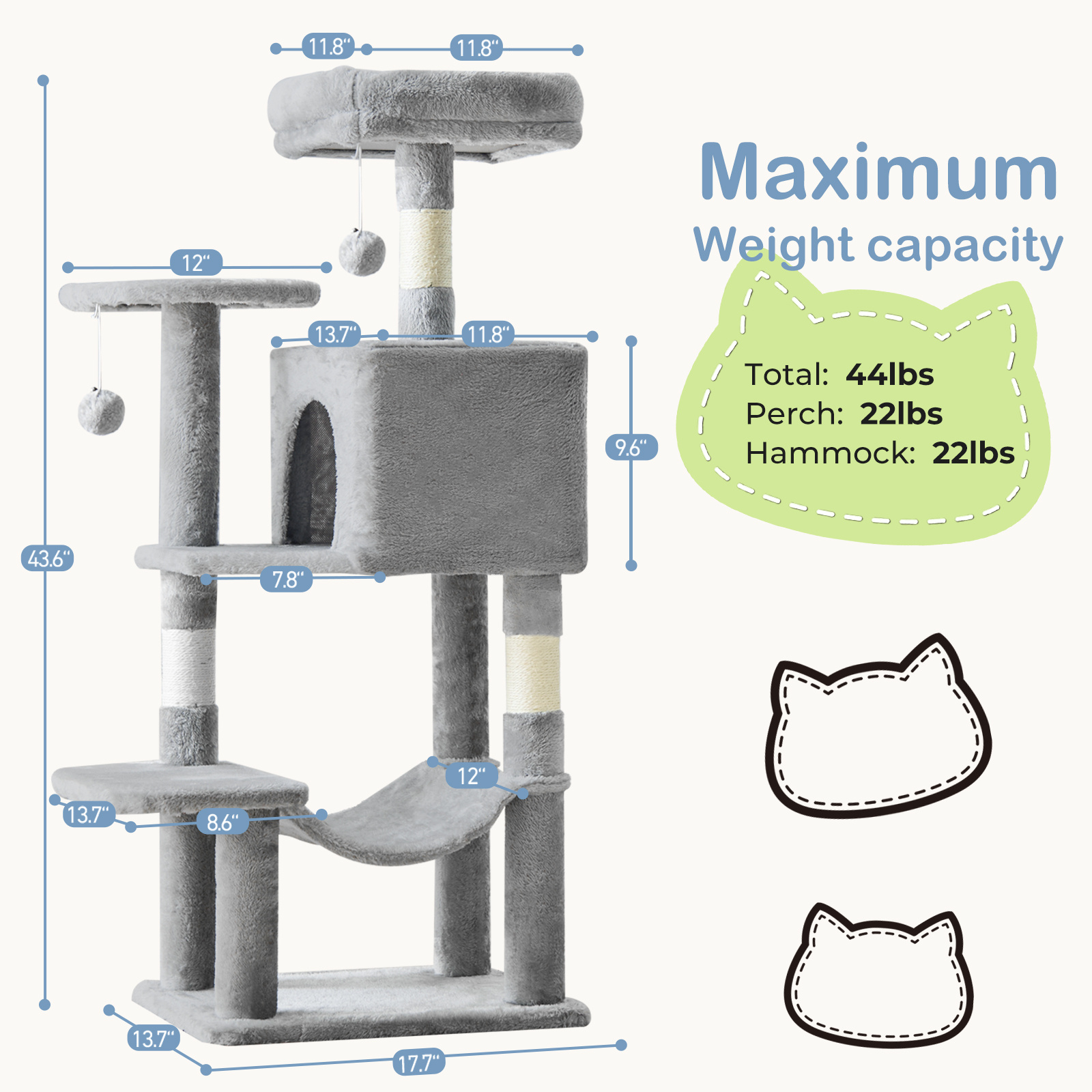 TEMU Cat Tree With Scratching Board, Hammock, And Cat Bed Sturdy, Tip-proof Cat House For Pets Easy Assembly For Indoor Kittens And Adult Cats