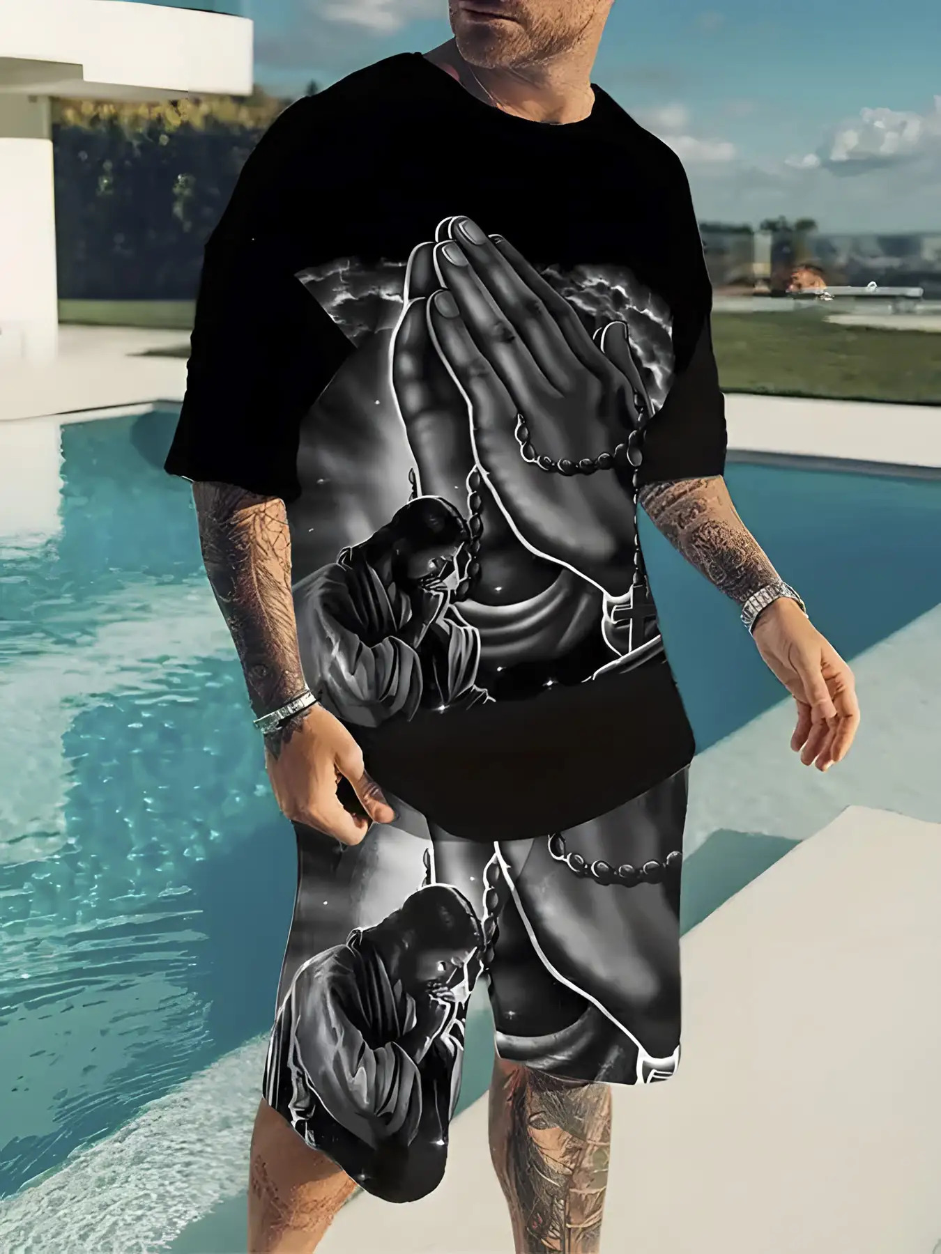 mens plus size unique printed pattern - Temu