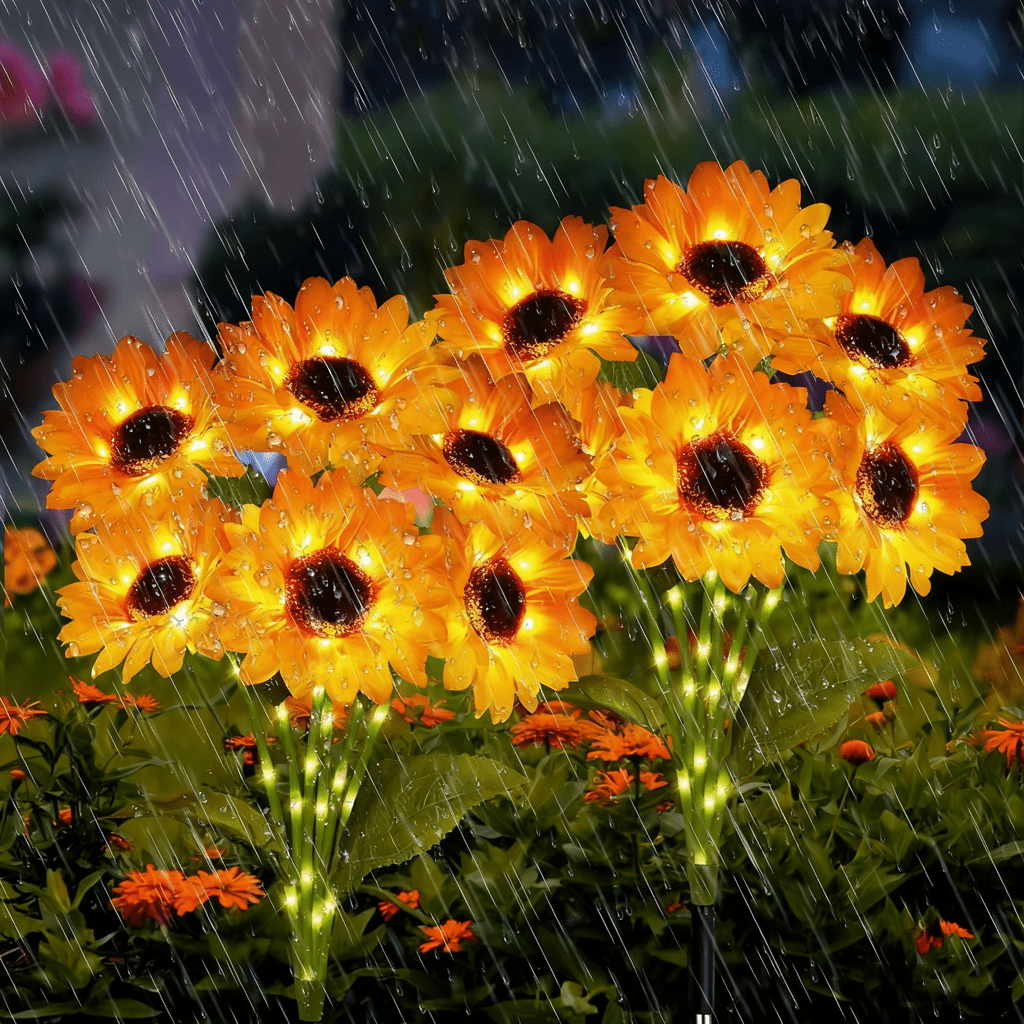 6 Pack Solar Garden Lights - Glowing Flowers With 18 LED Heads, Waterproof Outdoor Decor