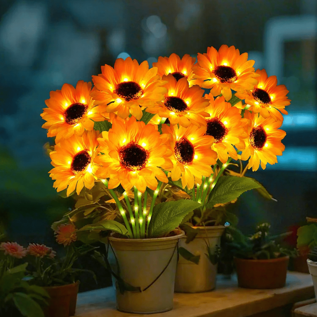 Solar Lights Outdoor Garden Decor 12 Sunflower Lights Solar