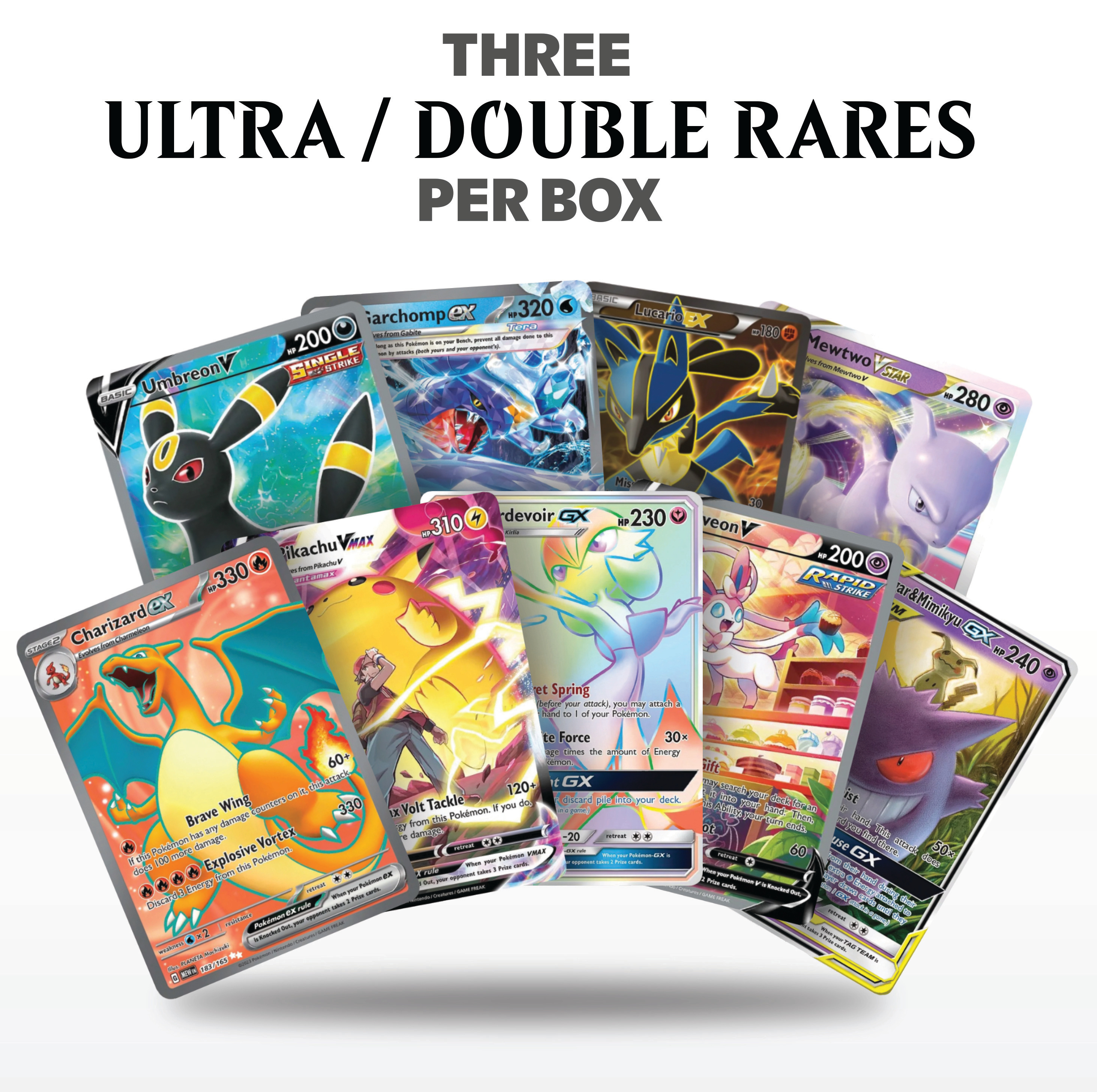 Pokémon Triple Power Ultra Rare Battle Bundle | 100+ Pokemon Cards | 3x Double or Ultra Rares Guaranteed! | Holos & Rares Included | TCG Empire Storage Box